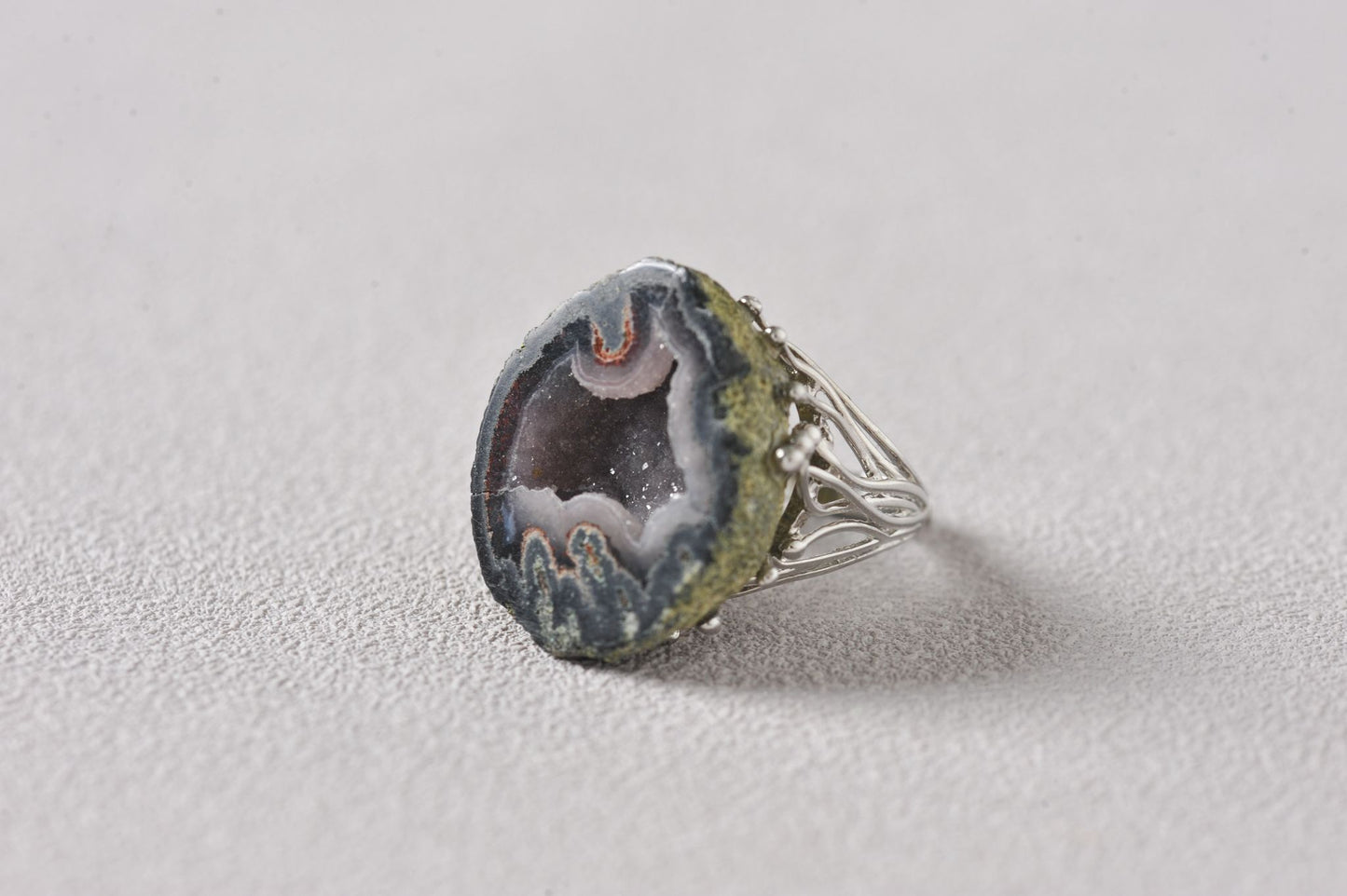 Inner Universe Amplifier Agate Geode Ring