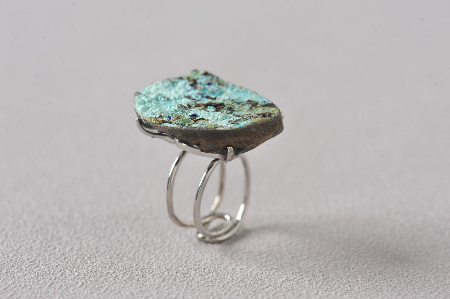 Unique Earth Pattern Blue Allophane Ring