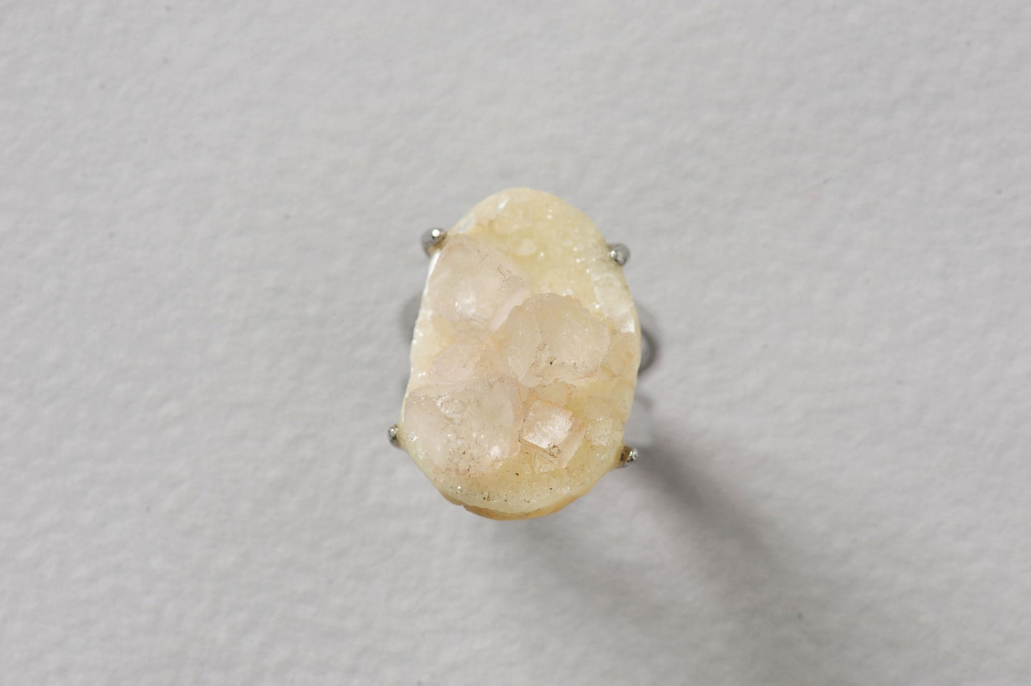 Honey Cream Fluorite Cube Ring