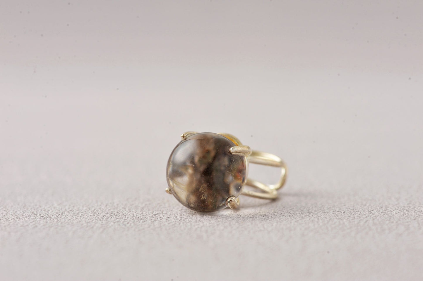 Intuition-Enhancing Phantom Quartz Sphere Ring