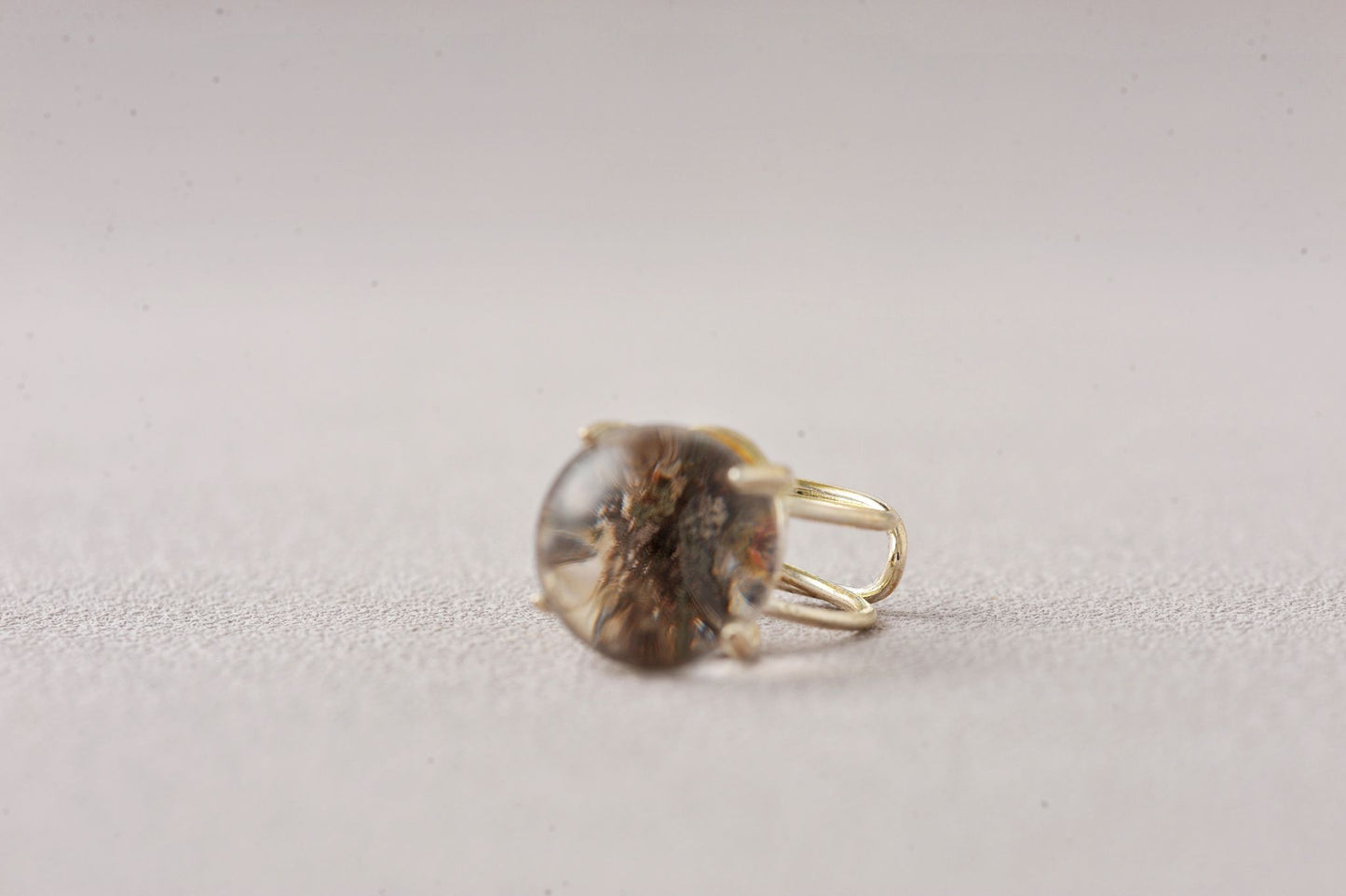 Intuition-Enhancing Phantom Quartz Sphere Ring