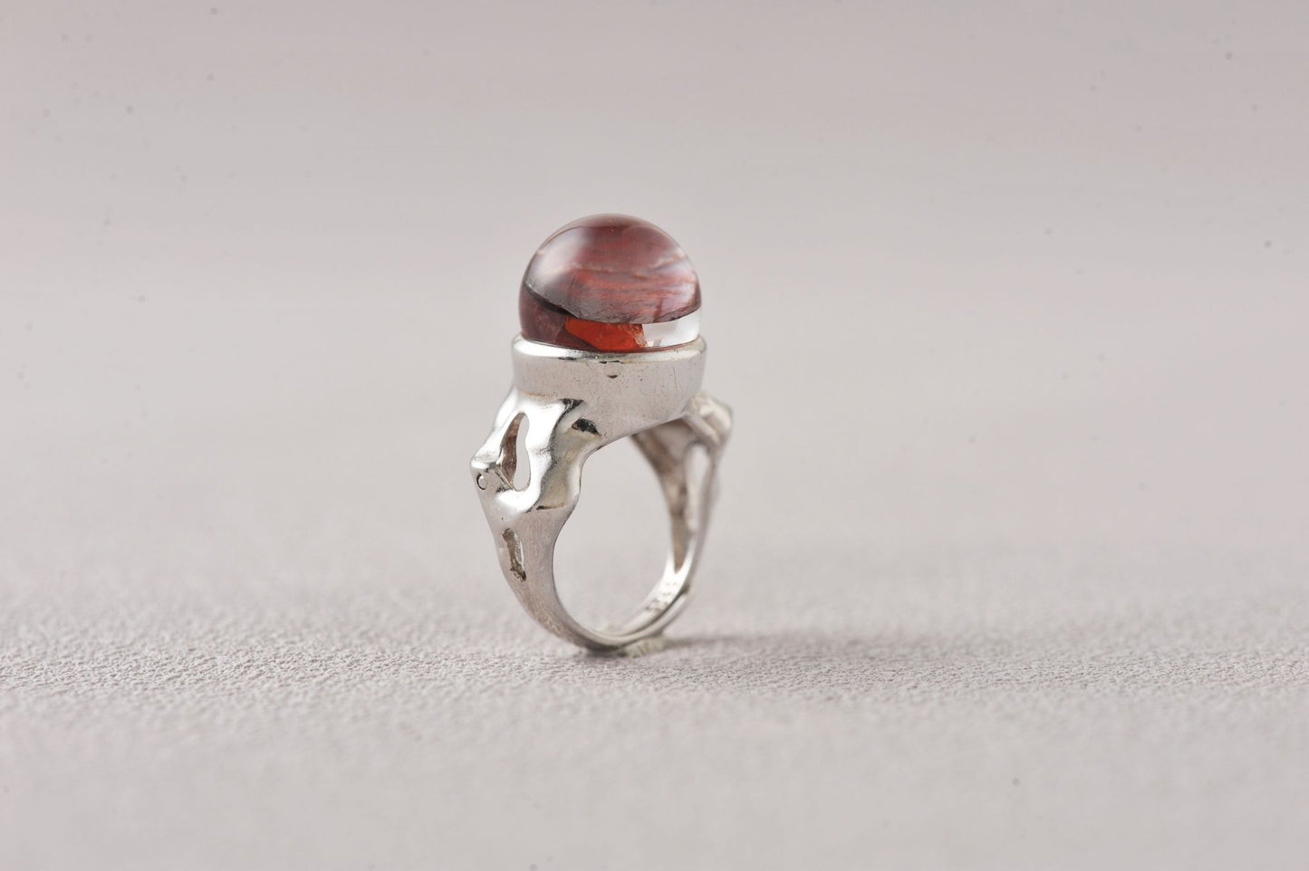 Rich Red Hematoid Quartz Unique Open Ring