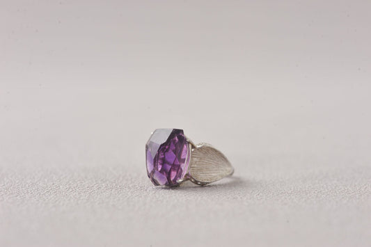 Rare Super Seven Amethyst Minimalist Silver Ring
