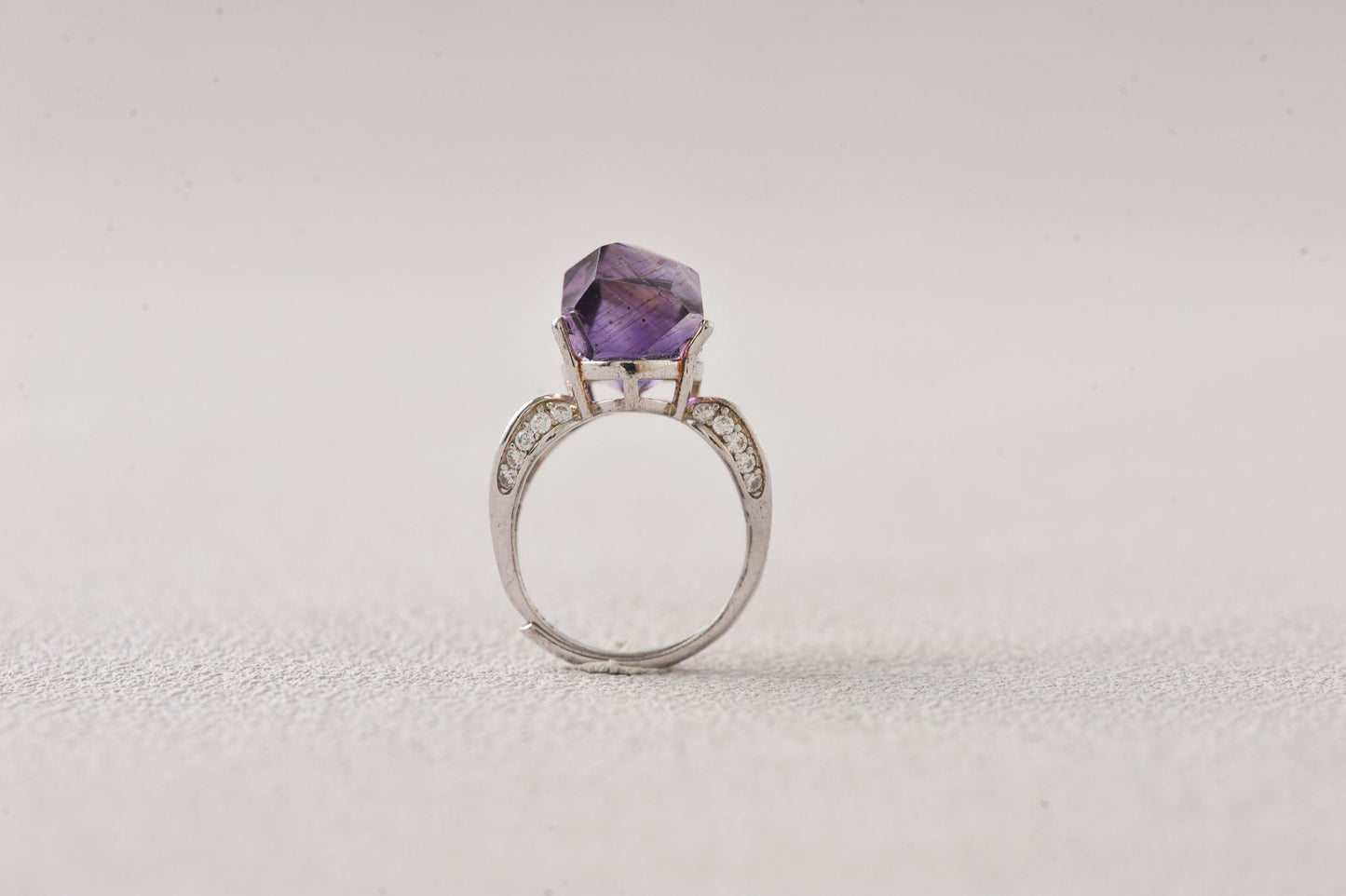 Rare Super Seven Amethyst Minimalist Silver Ring