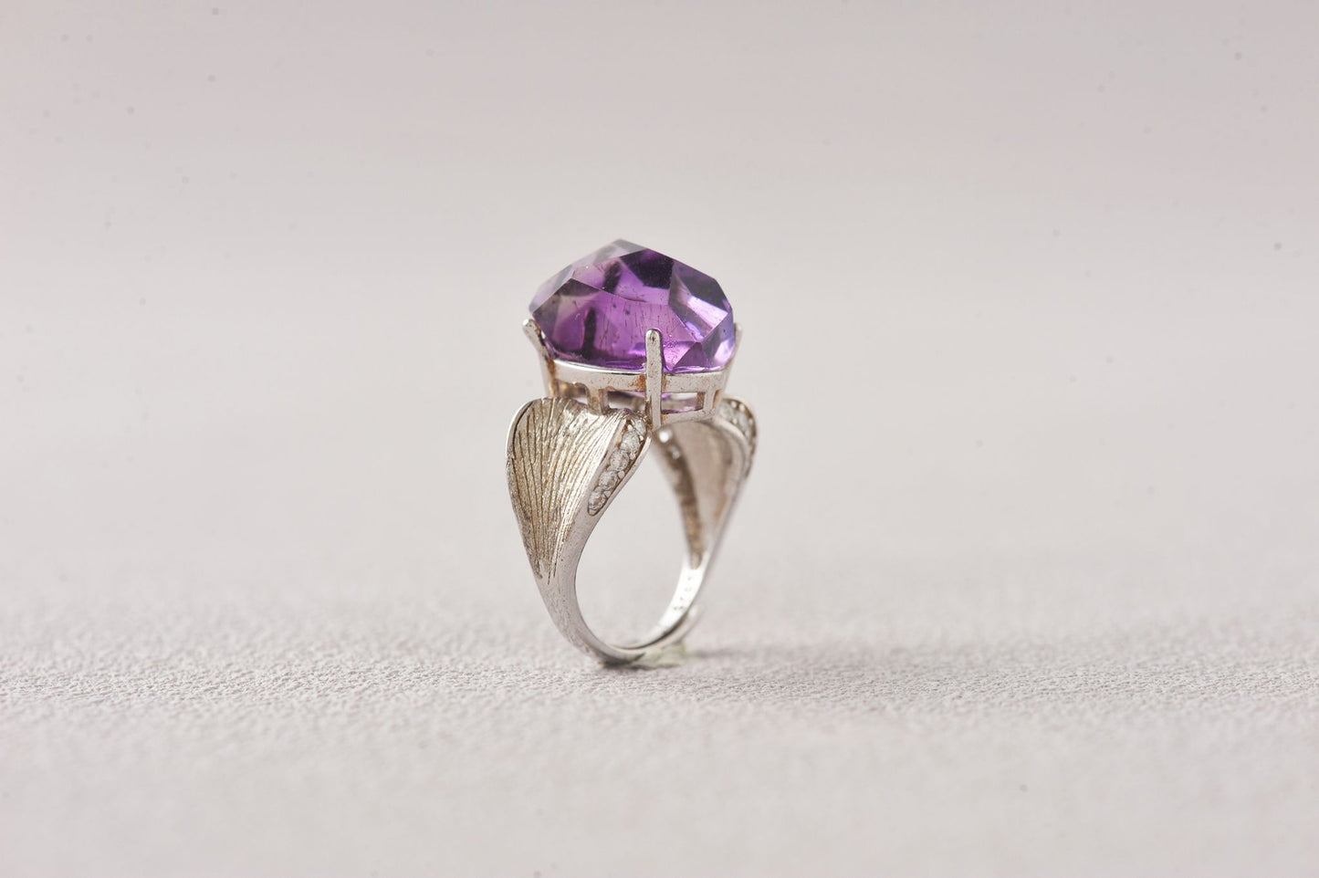 Rare Super Seven Amethyst Minimalist Silver Ring