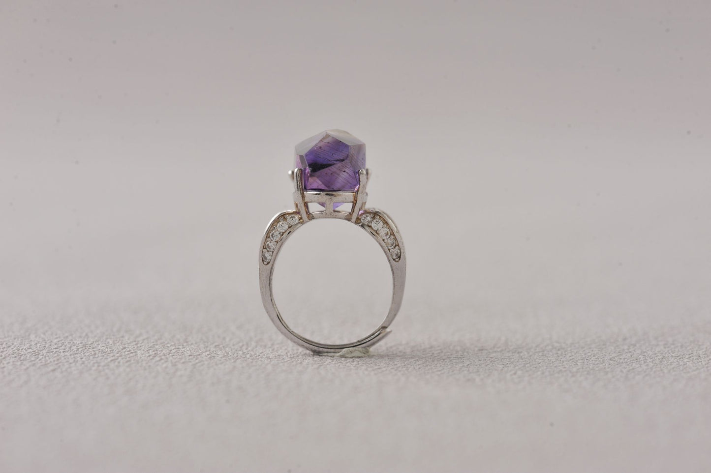 Rare Super Seven Amethyst Minimalist Silver Ring