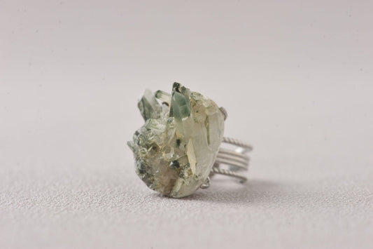 Himalayas Green Phantom Cluster Crystal Unique Ring