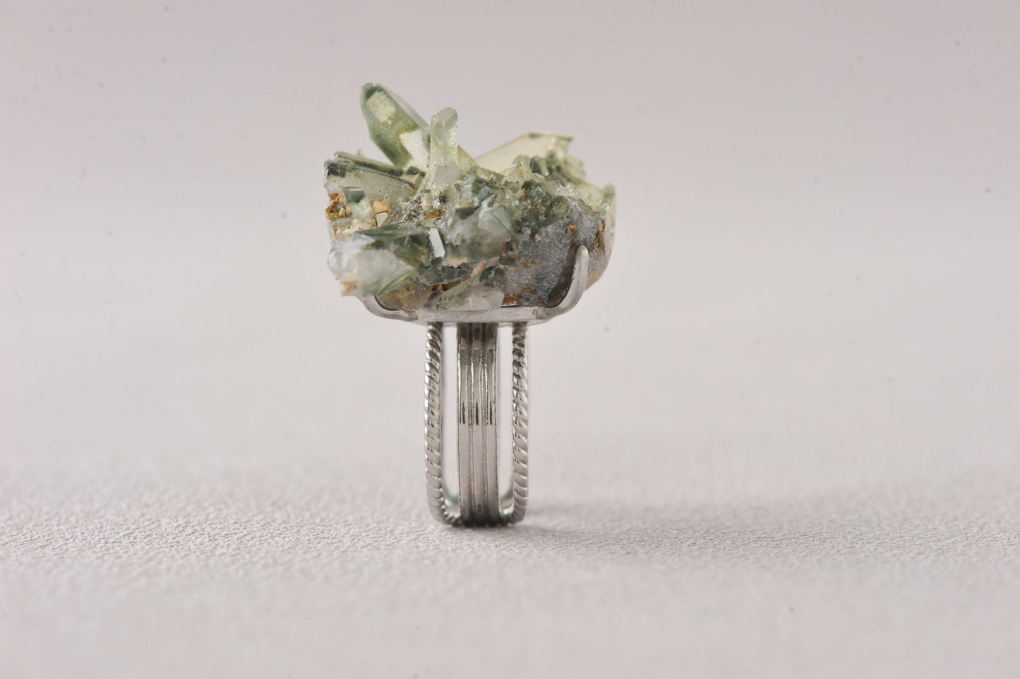 Himalayas Green Phantom Cluster Crystal Unique Ring