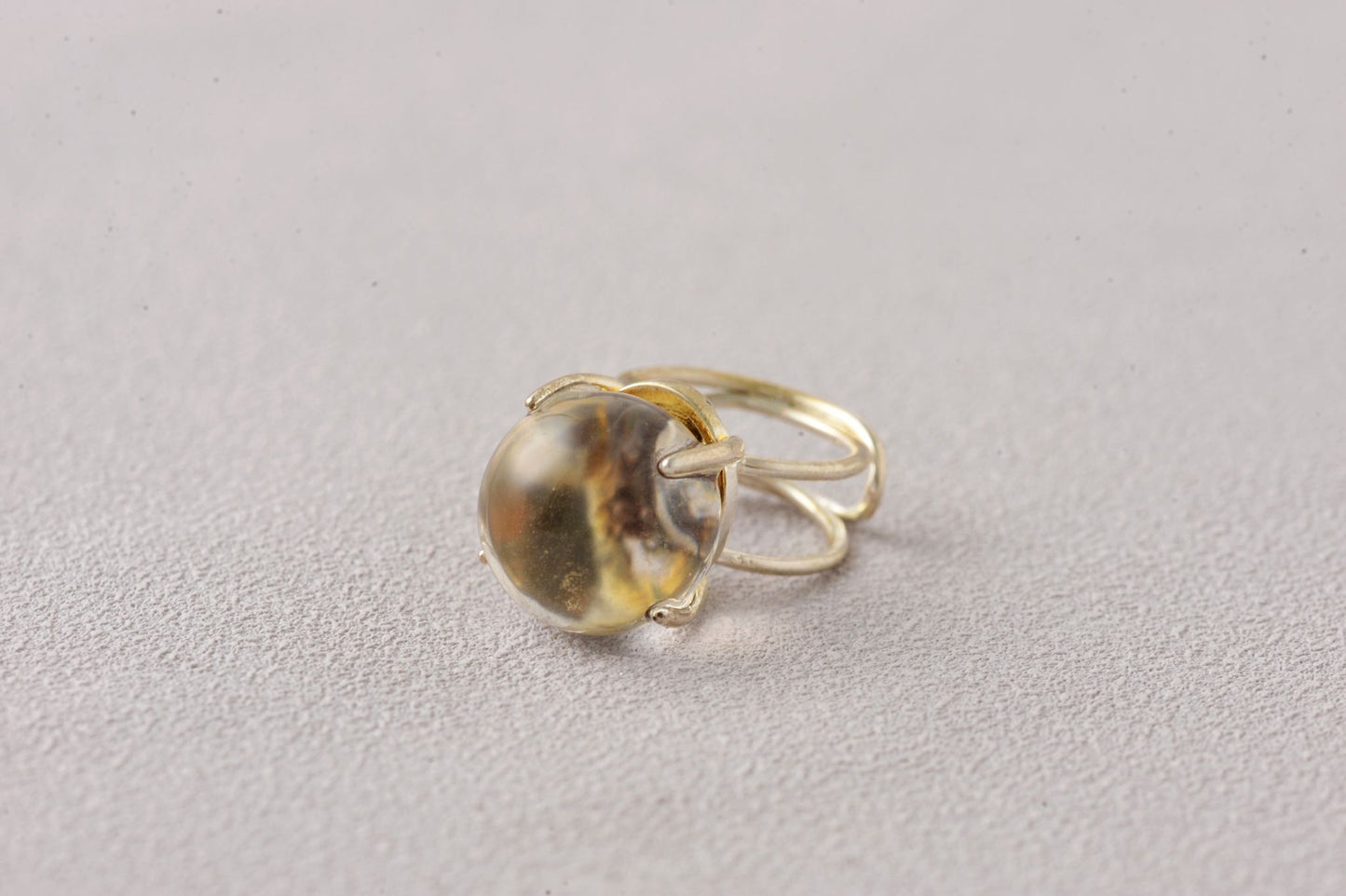 Intuition-Enhancing Phantom Quartz Sphere Ring