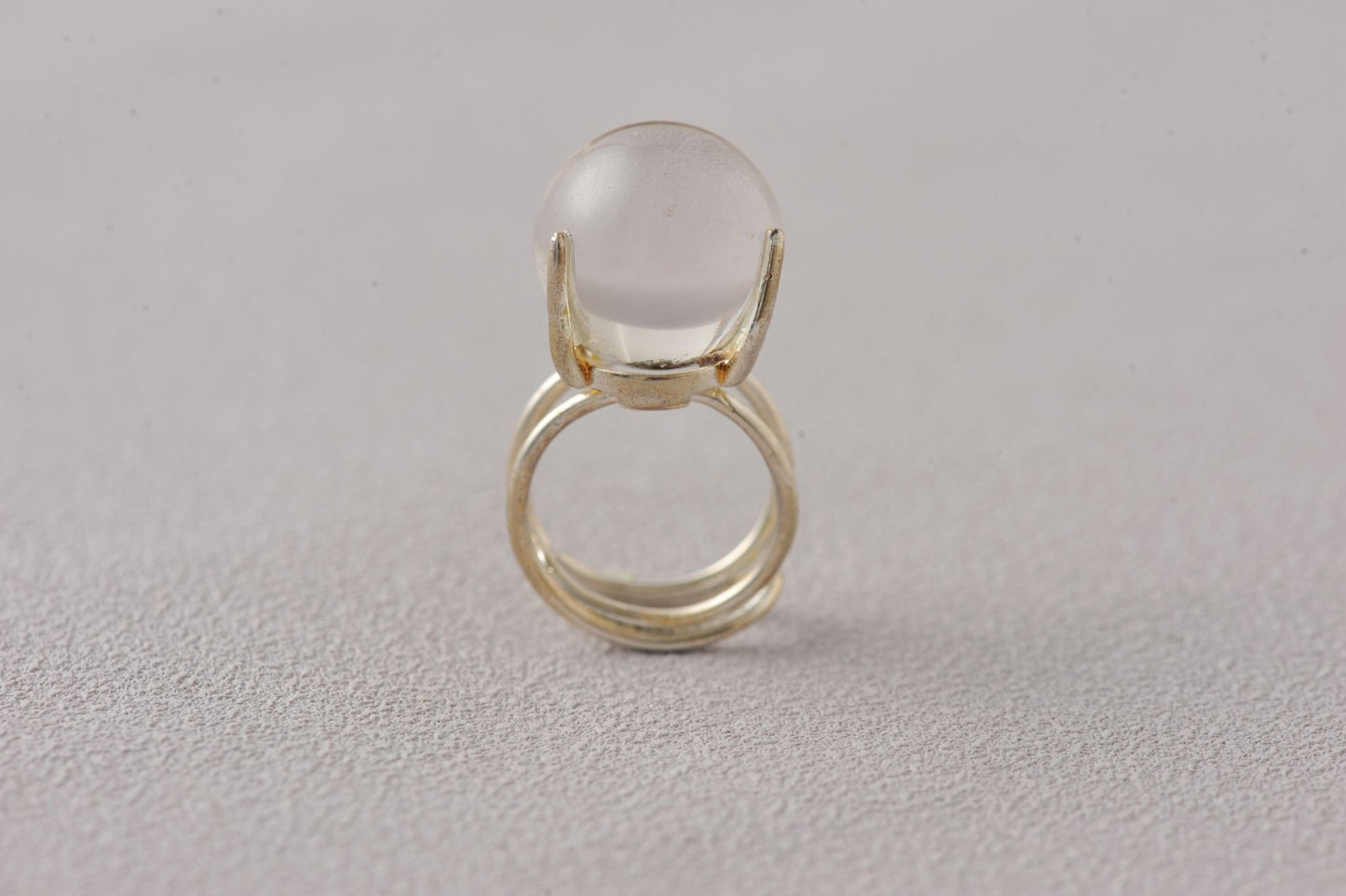 Intuition-Enhancing Phantom Quartz Sphere Ring
