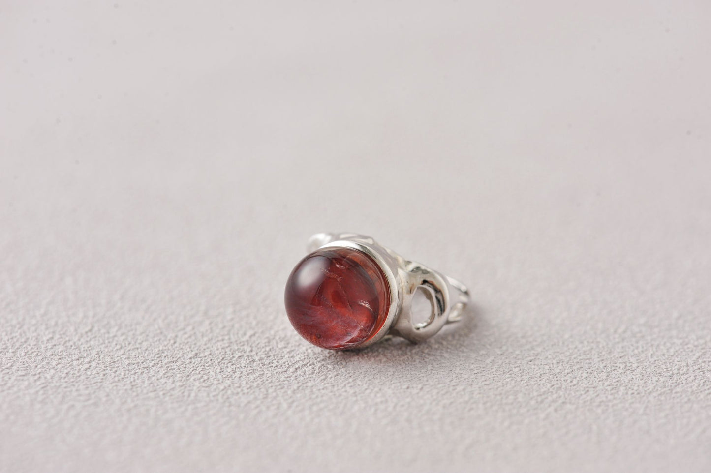 Rich Red Hematoid Quartz Unique Open Ring