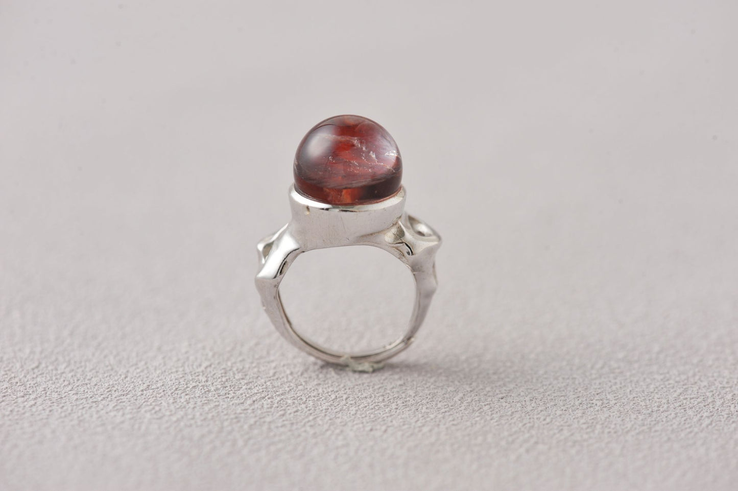Rich Red Hematoid Quartz Unique Open Ring