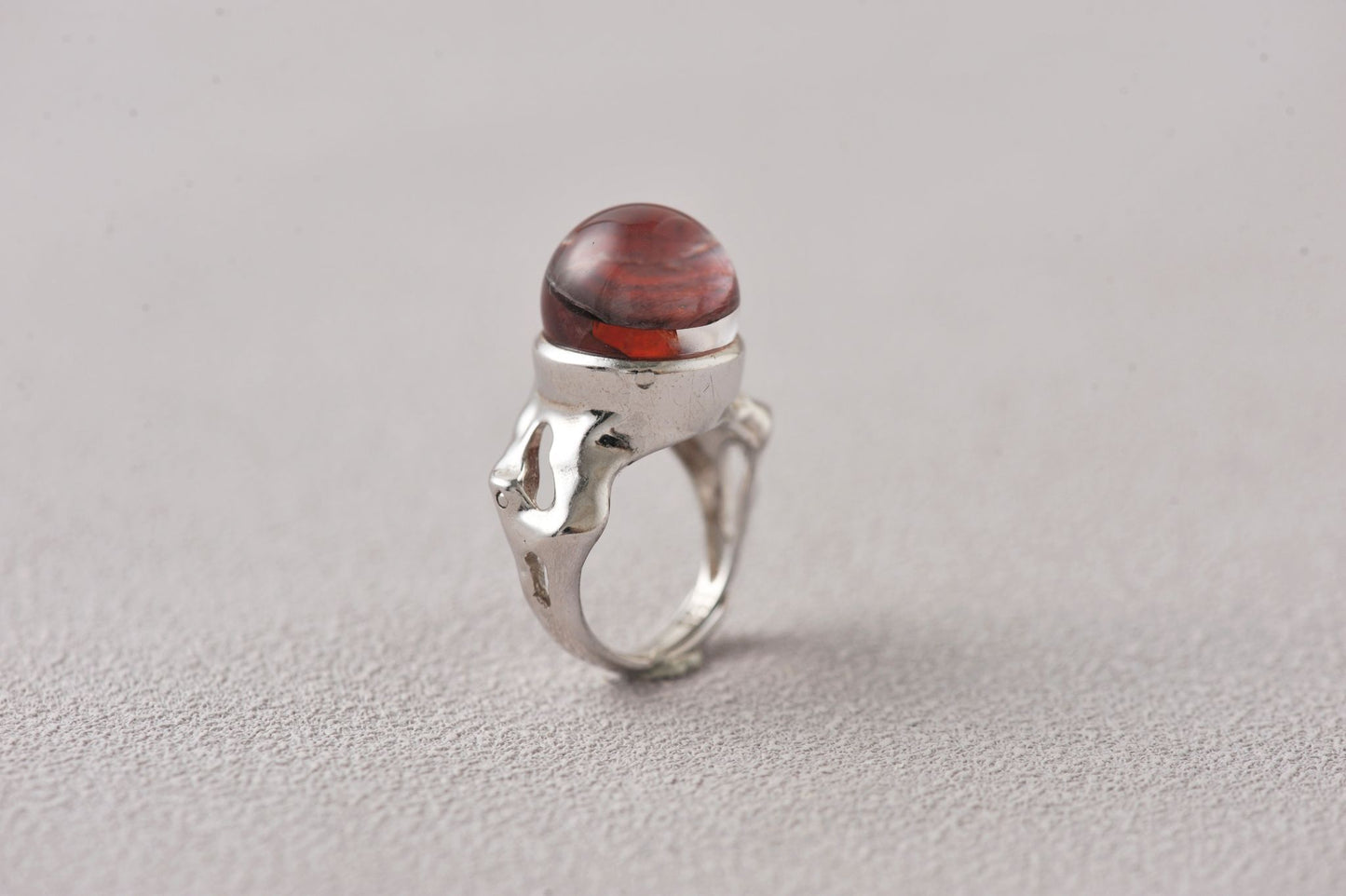 Rich Red Hematoid Quartz Unique Open Ring