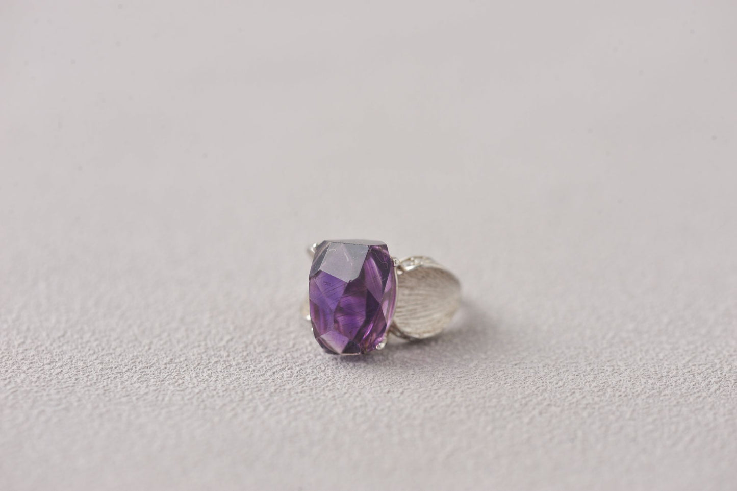 Rare Super Seven Amethyst Minimalist Silver Ring