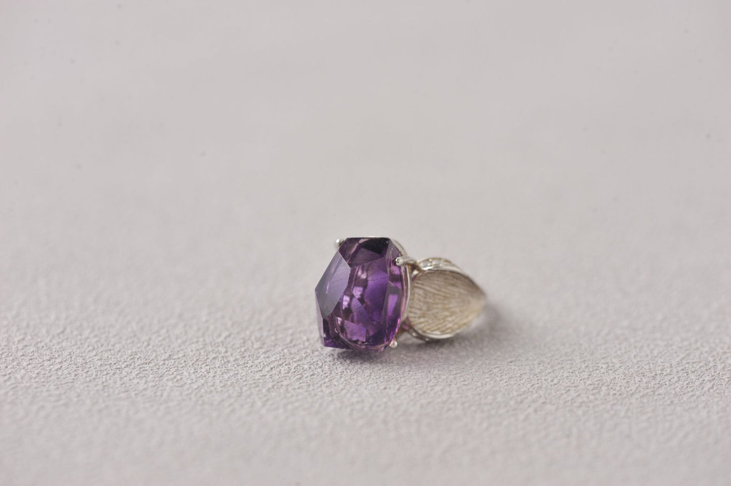Rare Super Seven Amethyst Minimalist Silver Ring