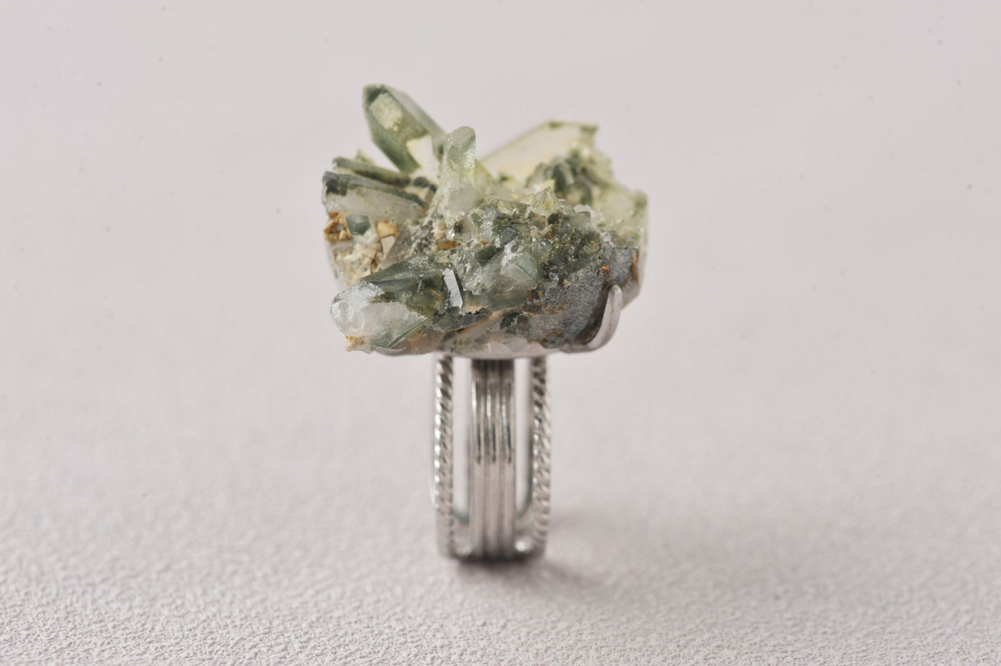 Himalayas Green Phantom Cluster Crystal Unique Ring