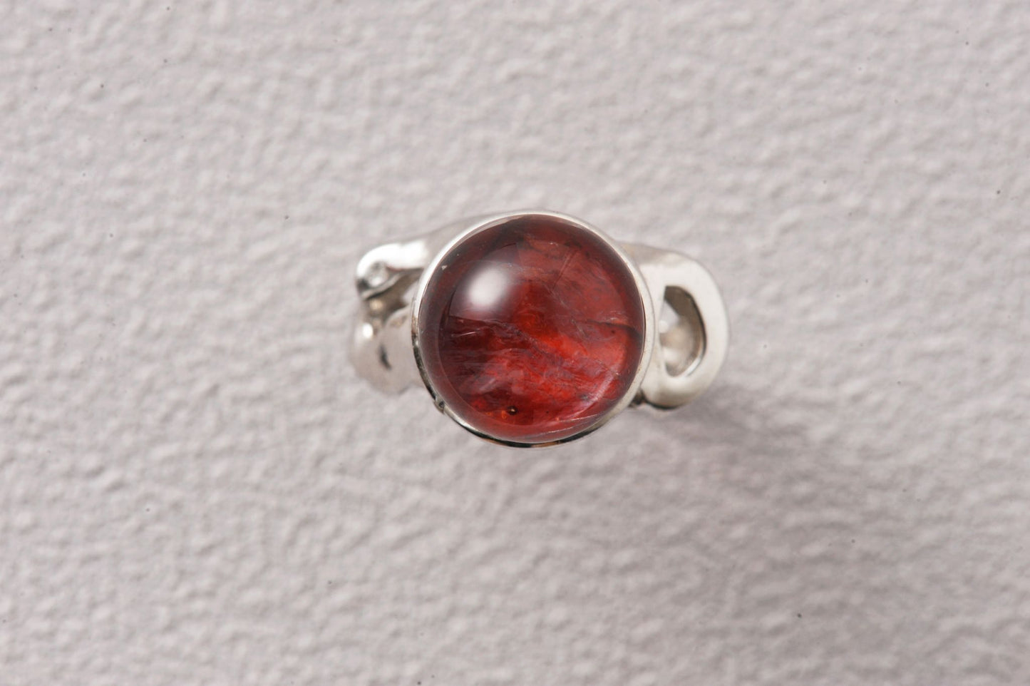 Rich Red Hematoid Quartz Unique Open Ring
