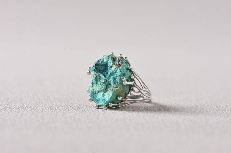 Aura Stabilizer Raw Chrysocolla Ring