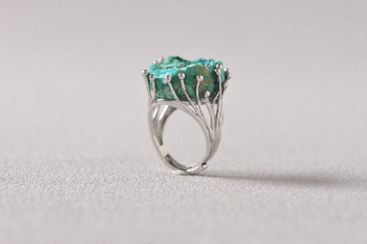 Aura Stabilizer Raw Chrysocolla Ring