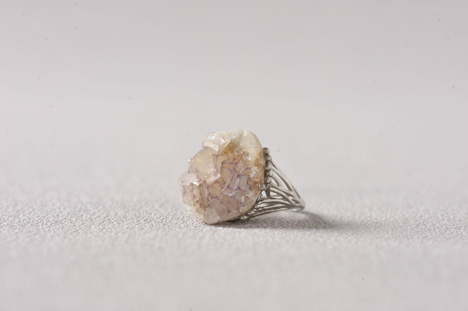 Lavender Edged Sketch of Transparent Fluorite Ring