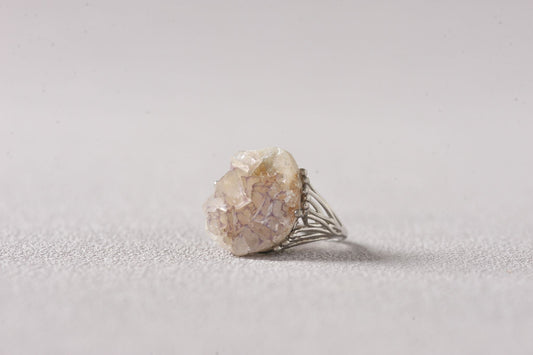Lavender Edged Sketch of Transparent Fluorite Ring
