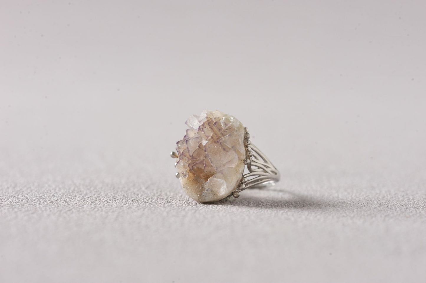 Lavender Edged Sketch of Transparent Fluorite Ring
