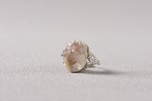 Lavender Edged Sketch of Transparent Fluorite Ring