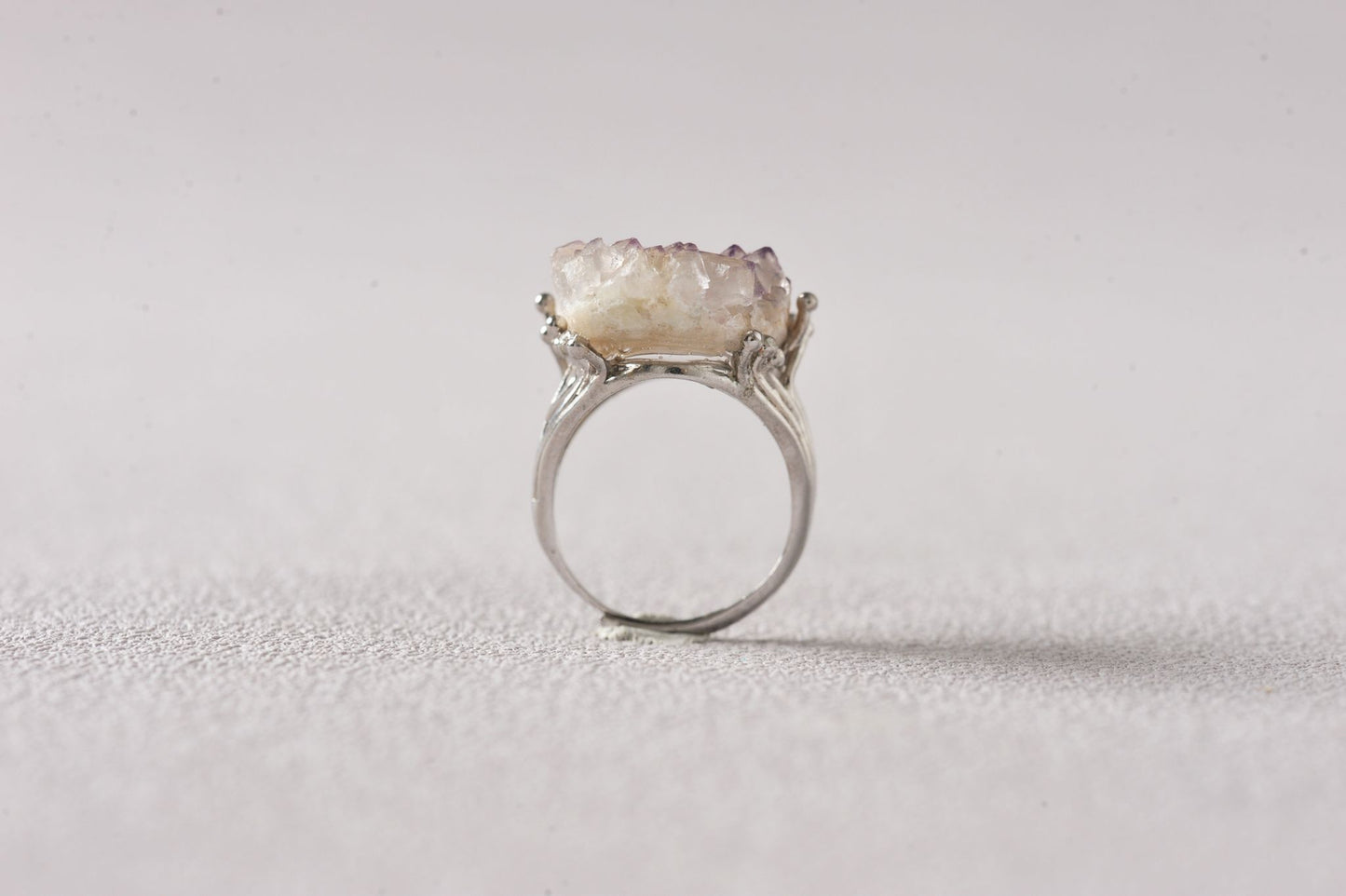 Lavender Edged Sketch of Transparent Fluorite Ring