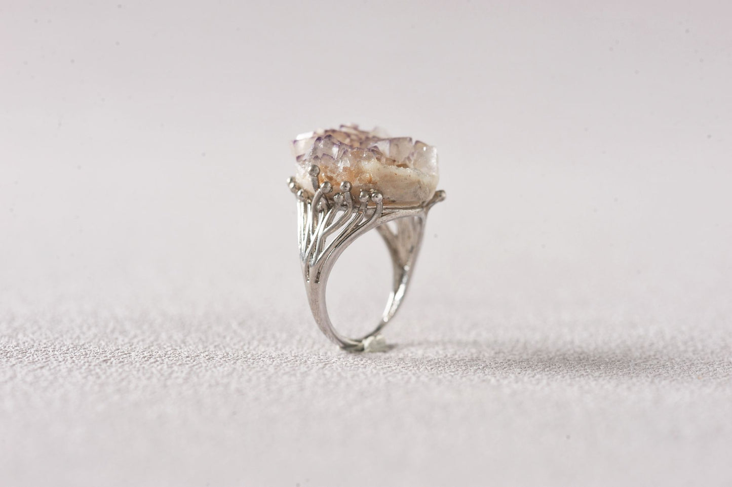 Lavender Edged Sketch of Transparent Fluorite Ring