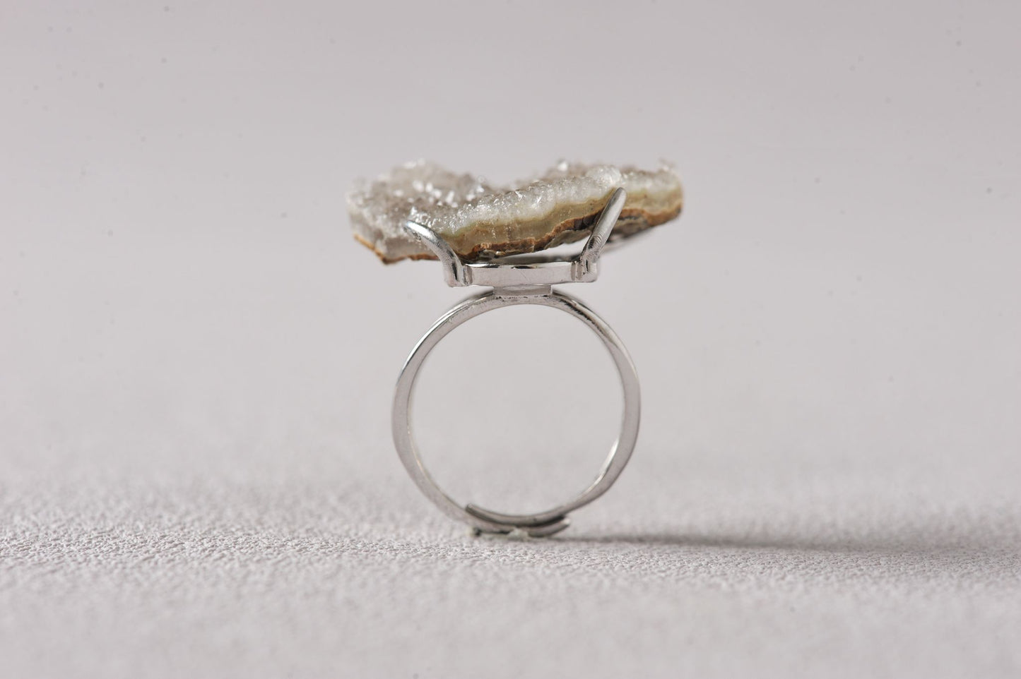 Pink Amethyst Druzy Heart Crystal Specimen Ring