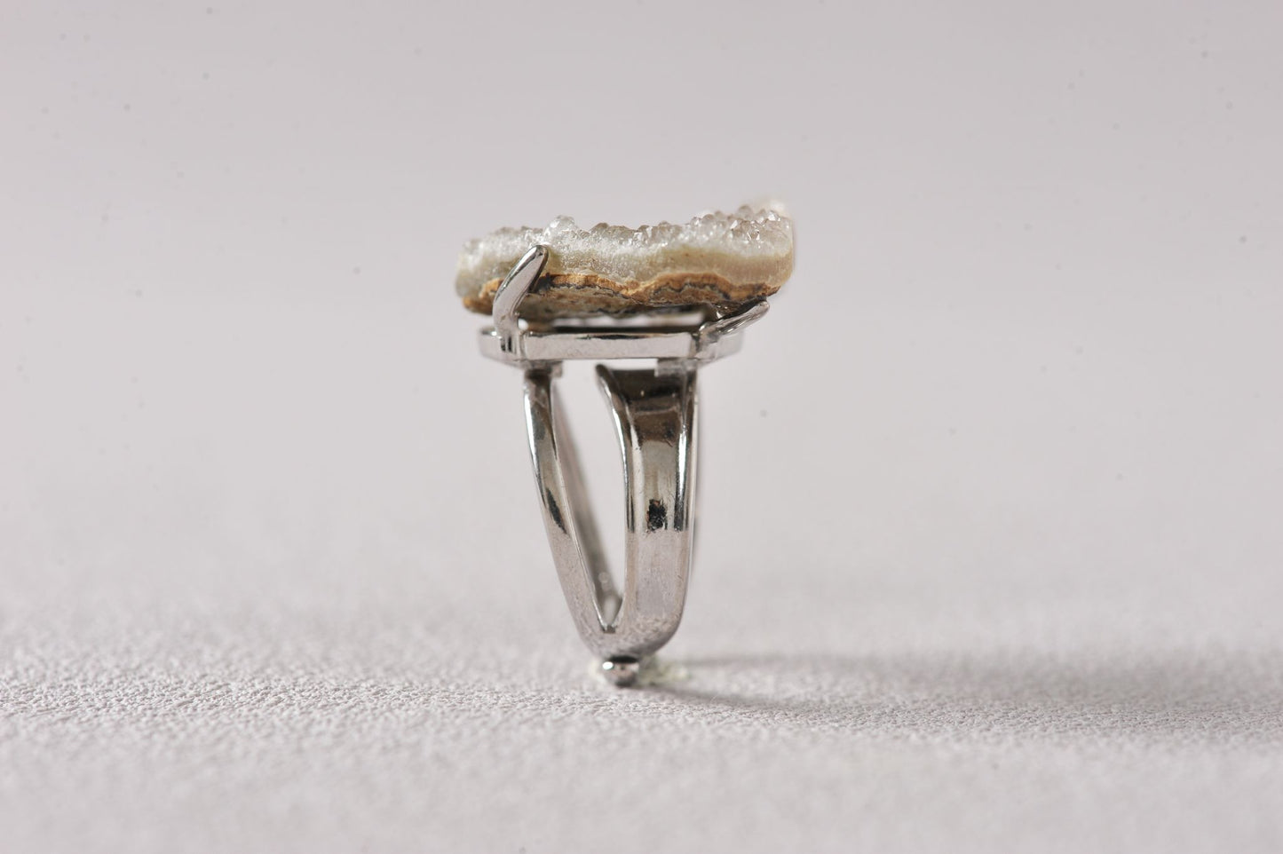 Pink Amethyst Druzy Heart Crystal Specimen Ring