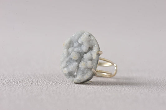 Frozen Sky-Bloom Energy Chalcedony Ring