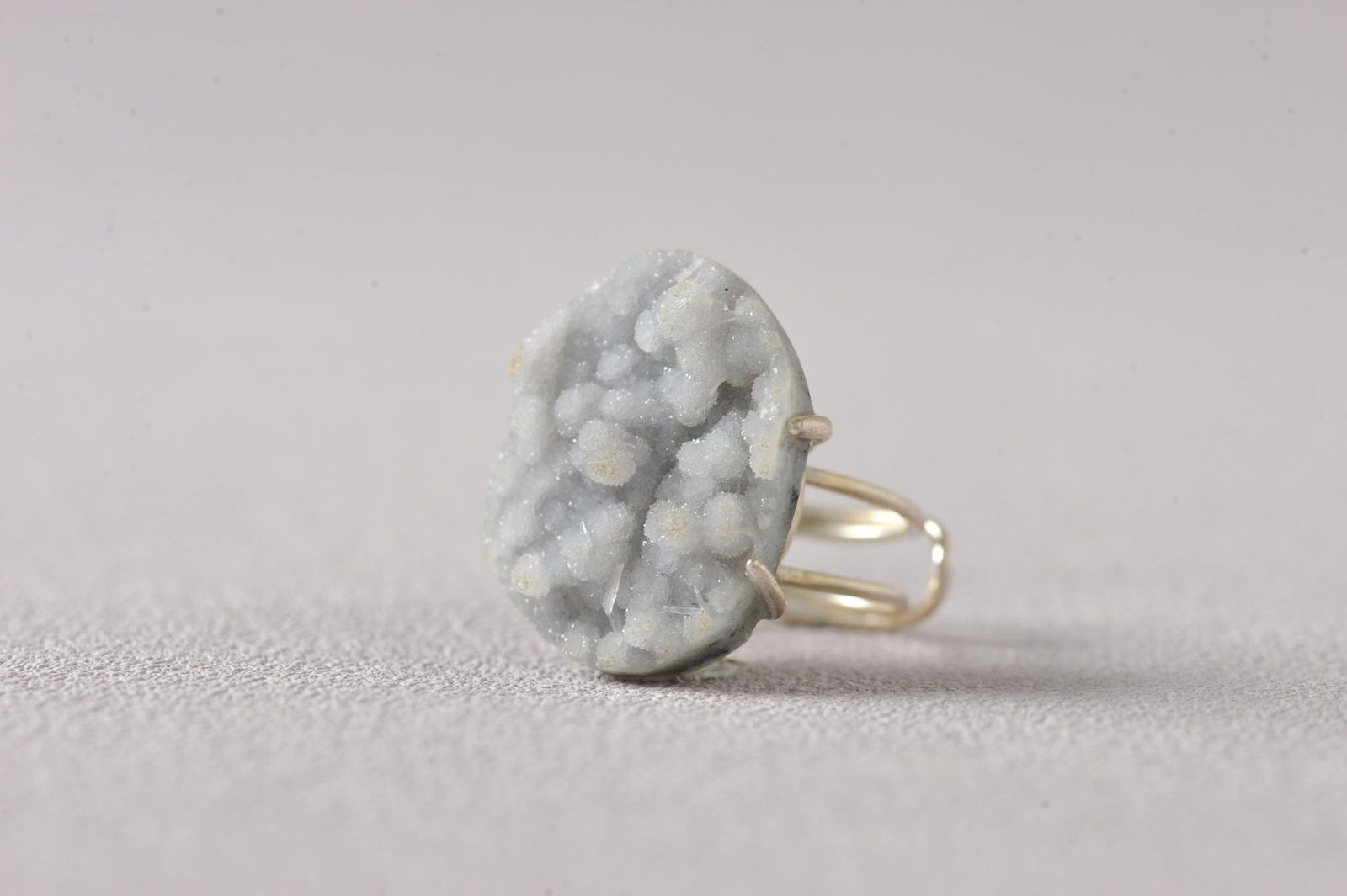 Frozen Sky-Bloom Energy Chalcedony Ring