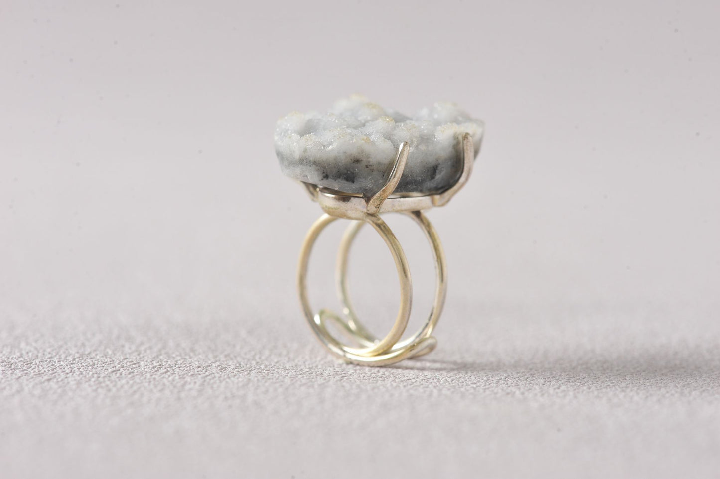 Frozen Sky-Bloom Energy Chalcedony Ring