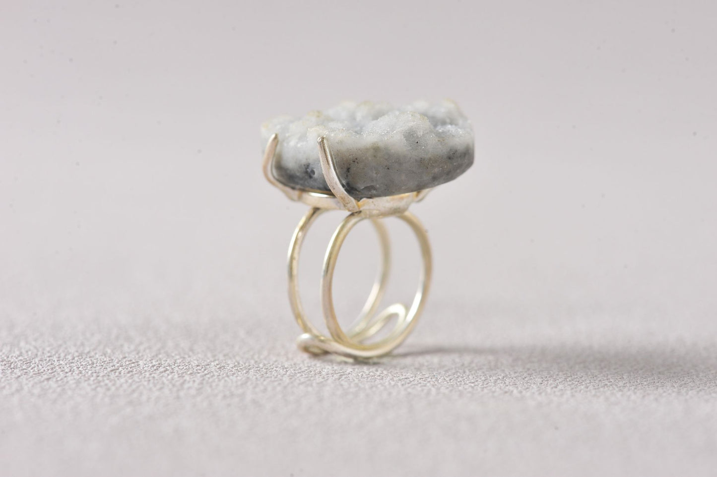Frozen Sky-Bloom Energy Chalcedony Ring