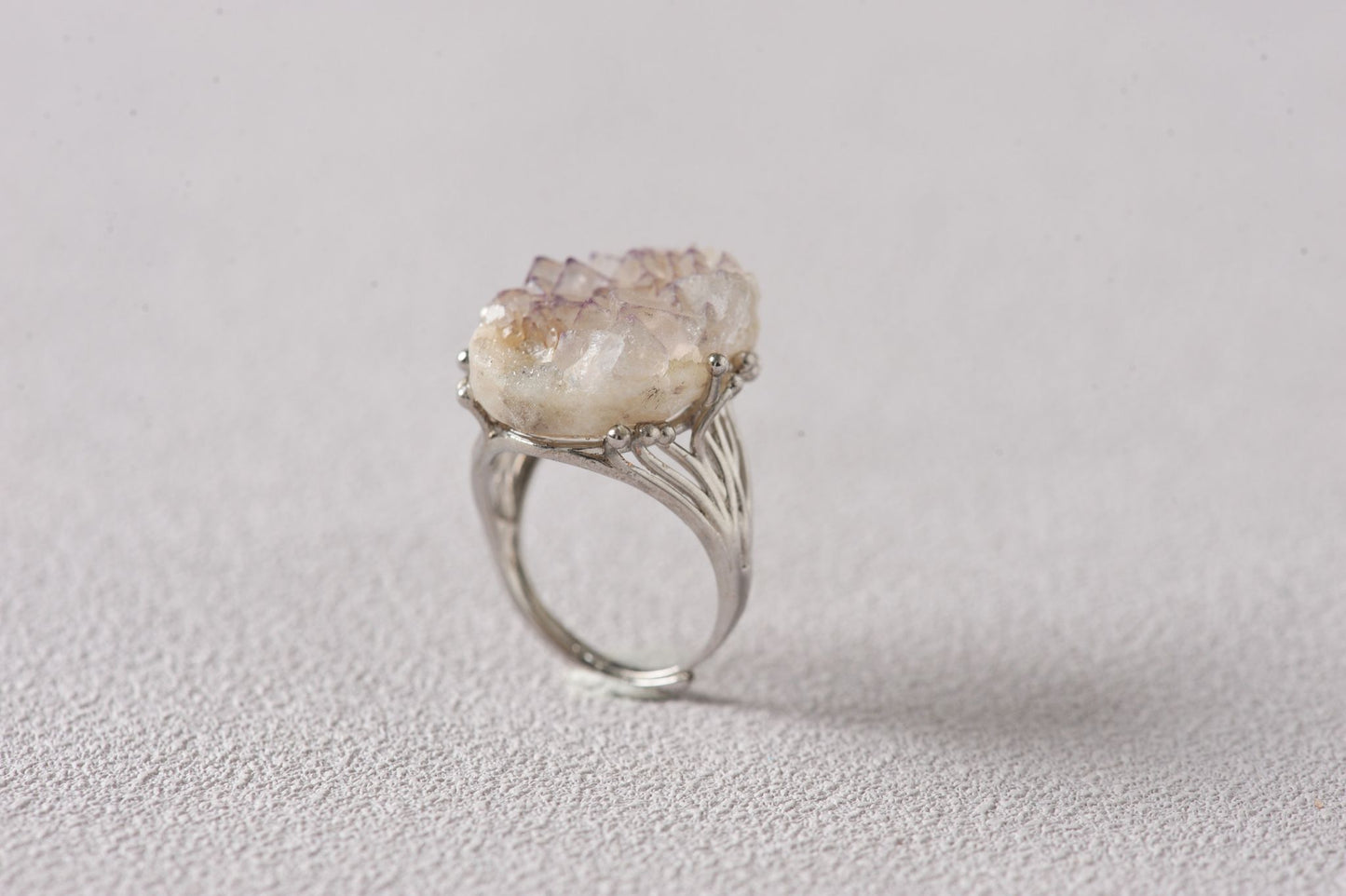 Lavender Edged Sketch of Transparent Fluorite Ring