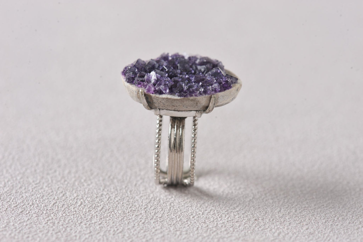 Aura Shield Purple Fluorite Cube Mineral Ring