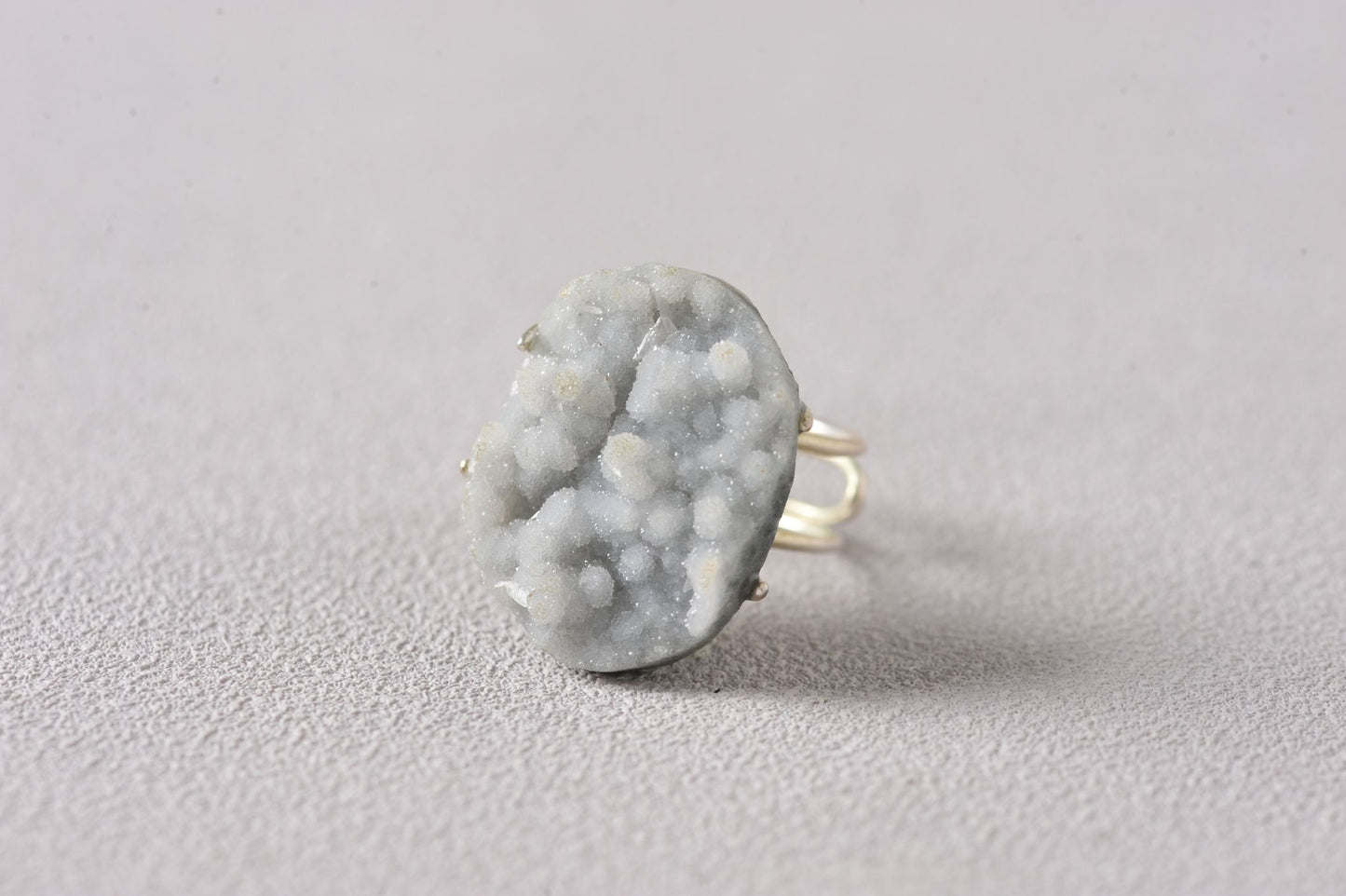 Frozen Sky-Bloom Energy Chalcedony Ring