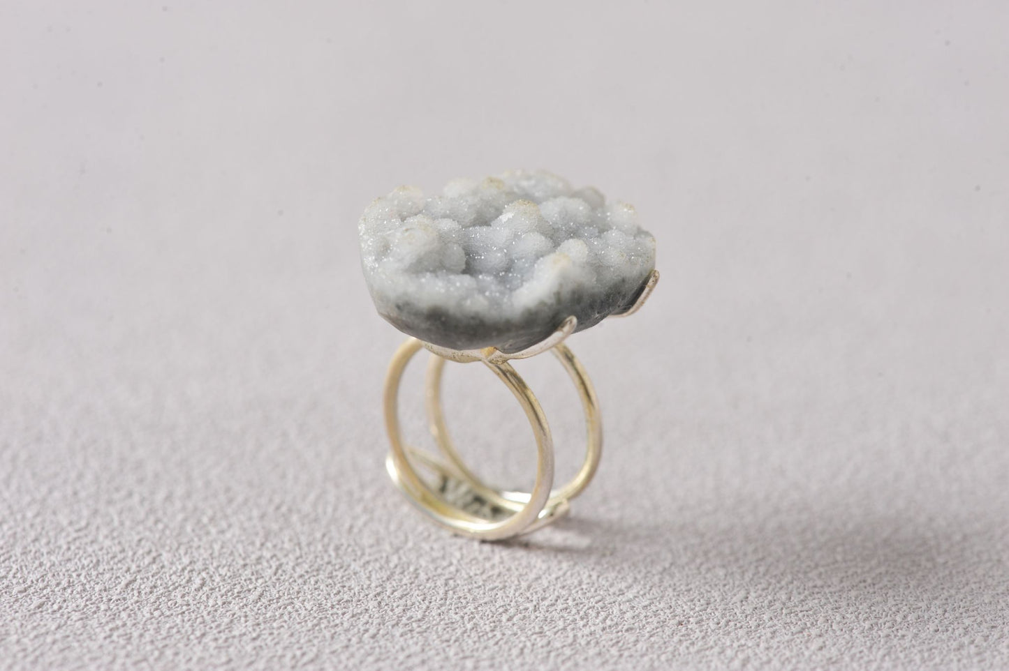 Frozen Sky-Bloom Energy Chalcedony Ring