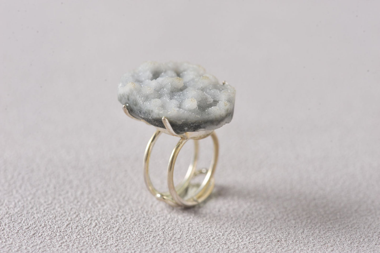 Frozen Sky-Bloom Energy Chalcedony Ring