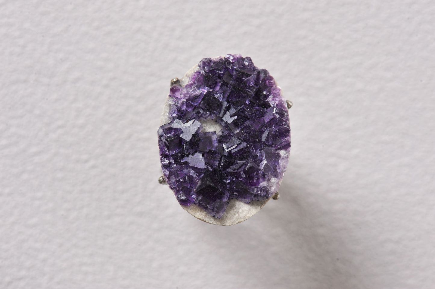 Aura Shield Purple Fluorite Cube Mineral Ring