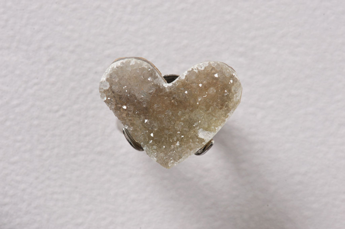 Pink Amethyst Druzy Heart Crystal Specimen Ring