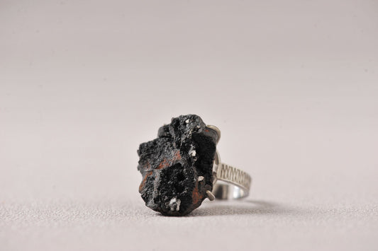 Raw Hematite Gemstone Ring