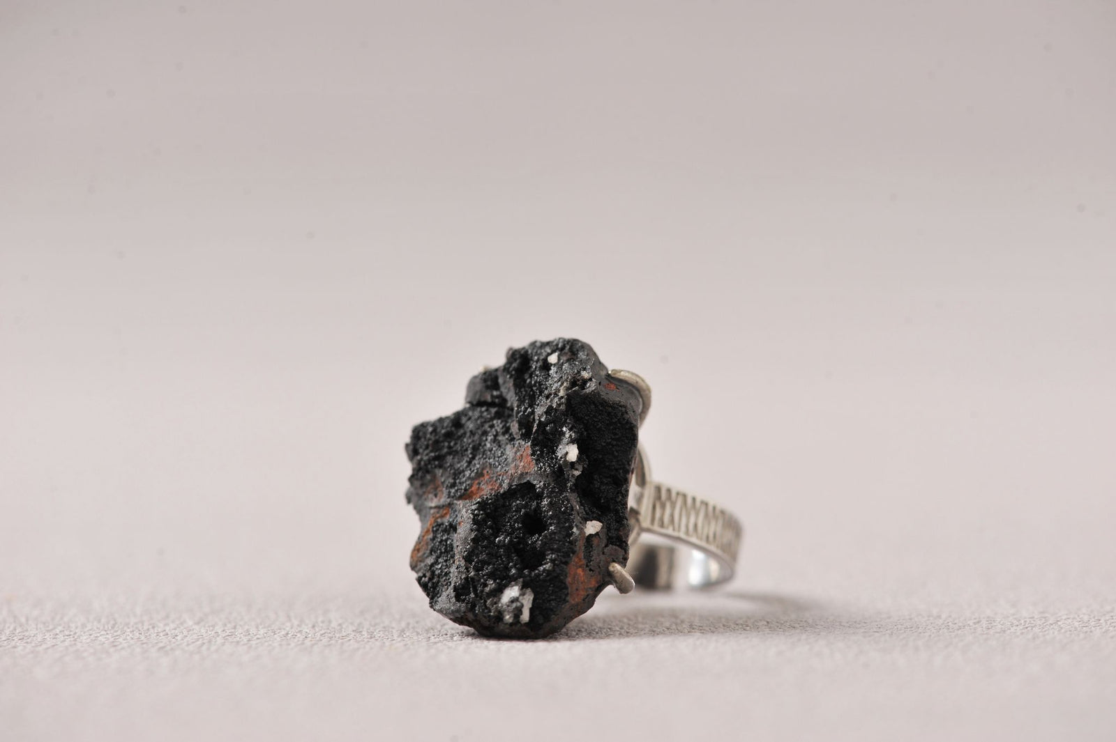 Raw Hematite Gemstone Ring - second image