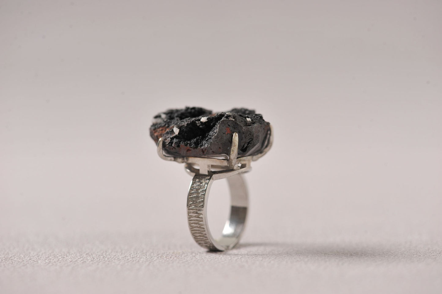 Raw Hematite Gemstone Ring