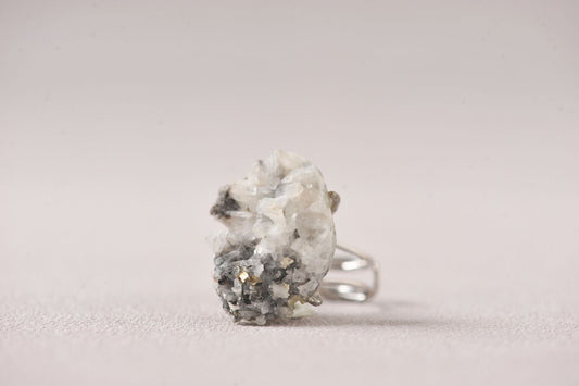 Pyrite on Quartz Manifest Specimen Ring