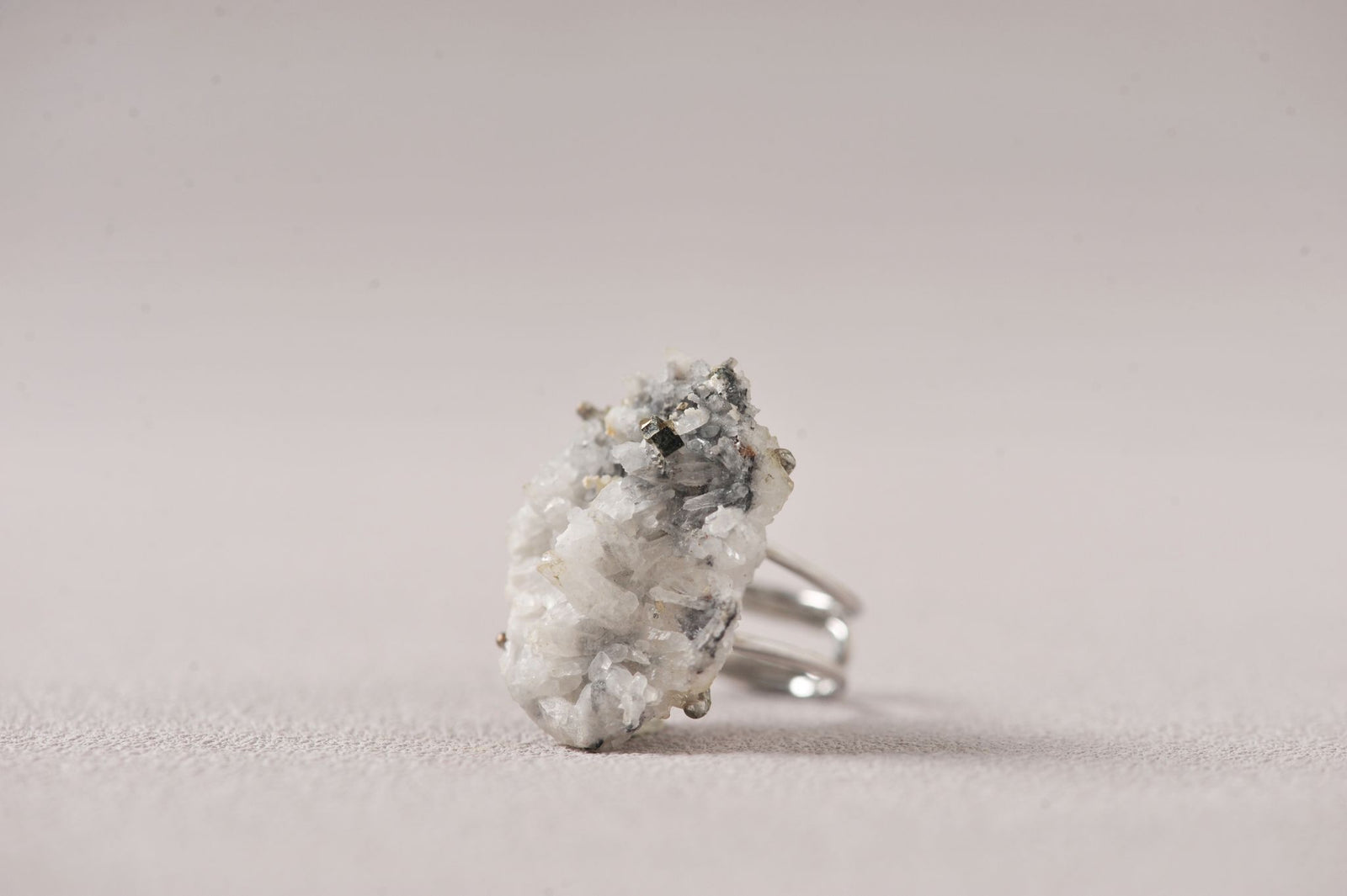 Pyrite on Quartz Manifest Specimen Ring - second image