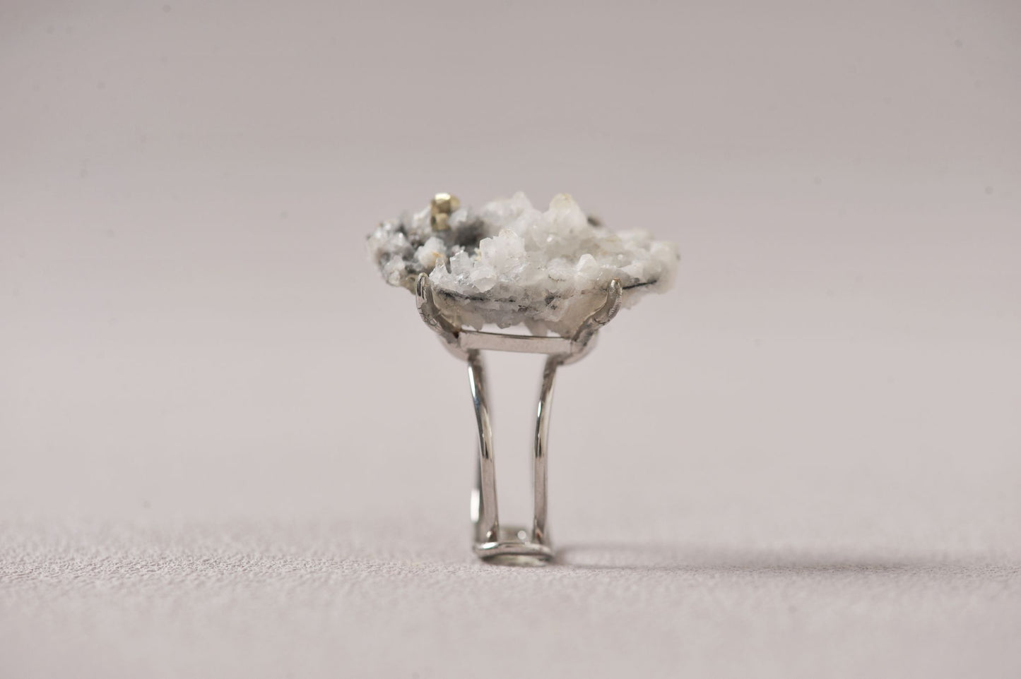 Pyrite on Quartz Manifest Specimen Ring