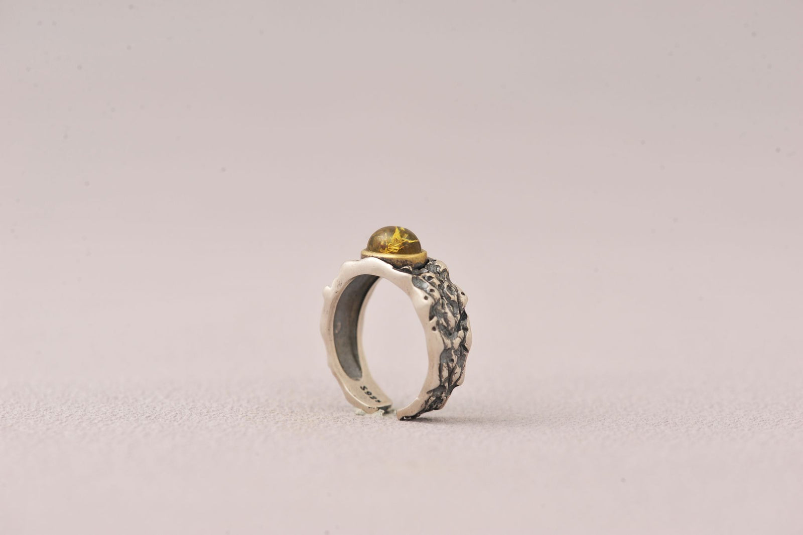 Insect Messenger in Time Loop Amber Ring - second image
