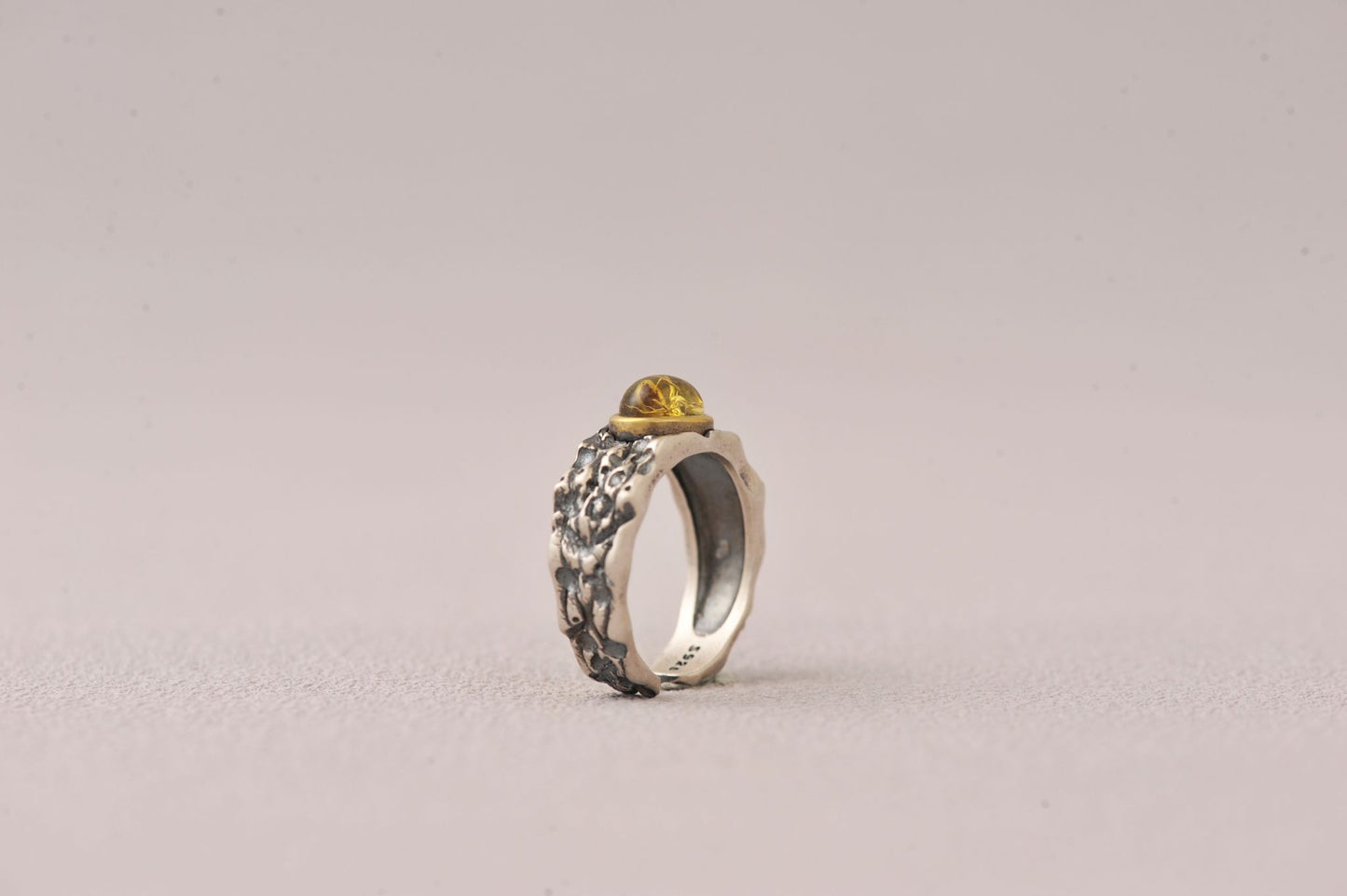 Insect Messenger in Time Loop Amber Ring